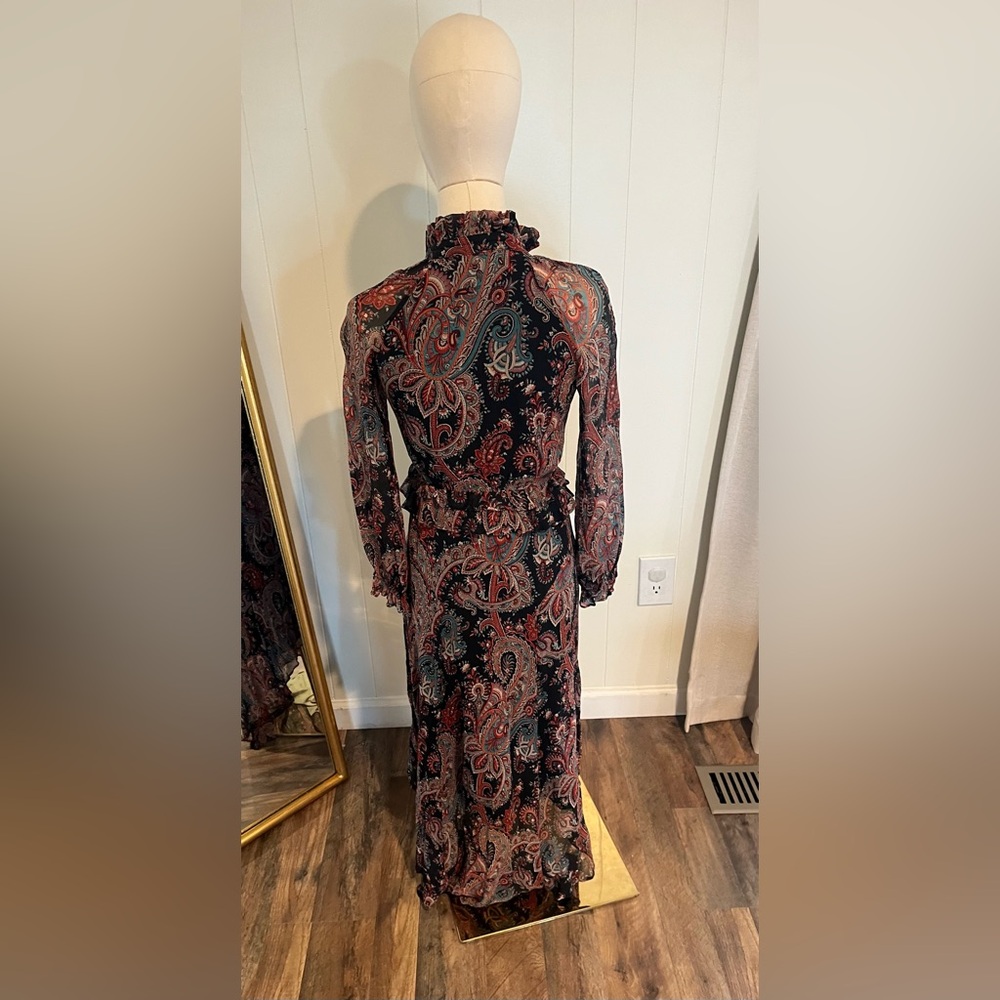 Western Style Banana Republic x Olivia Palermo Paisley Tie-Neck Silk Dress - Picture 6 of 8